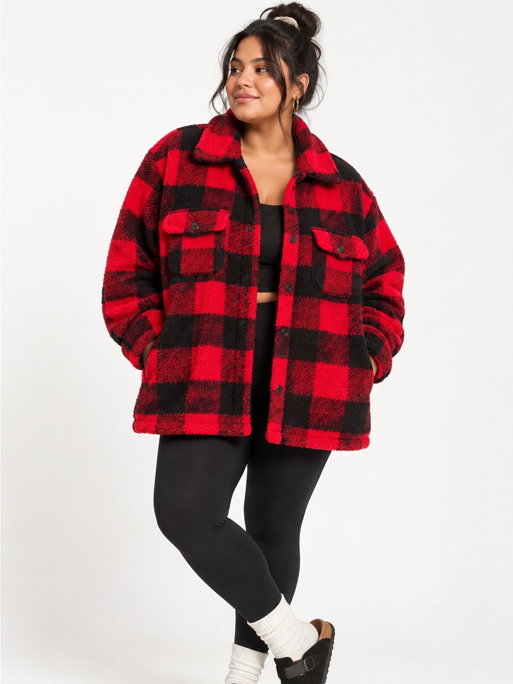 NWT GAP Womens XXL Buffalo Plaid Sherpa Teddy Shacket